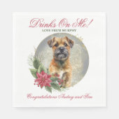 ボーダーテリアの結婚式用ナプキン 犬の写真入り スタンダードランチョンナプキン (正面)