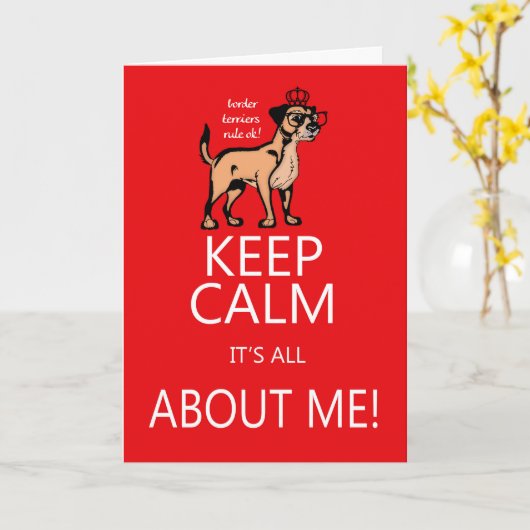 ボーダーテリアの誕生日の挨拶状 カード (黄色い花)