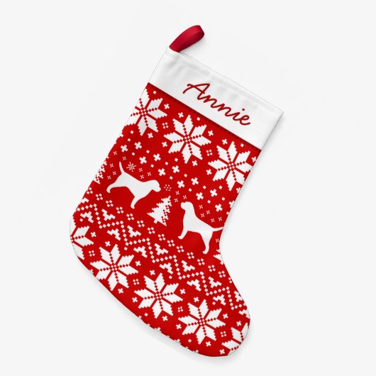 ボーダーテリア犬はパターンかわいいイヌ科動物のシルエットを描きます スモールクリスマスストッキング (正面 (吊り時))