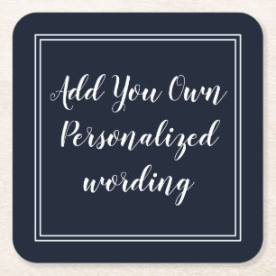 ボーダー名前入りなコースターを持つ海軍 スクエアペーパーコースター