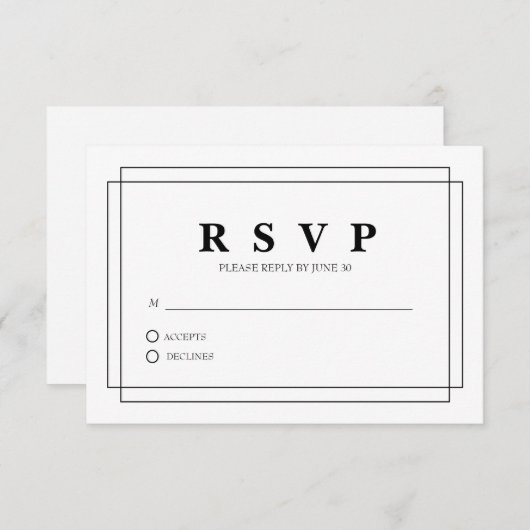 ボーダー応答カードとの白 出欠カード (正面/裏面)