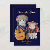 ボーダー結婚式の南のおもしろいな猫はDaを救います セーブザデート (正面/裏面)