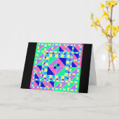 ボーダー2 Diwali黒いカードとのパステル調のRangoli カード (黄色い花)