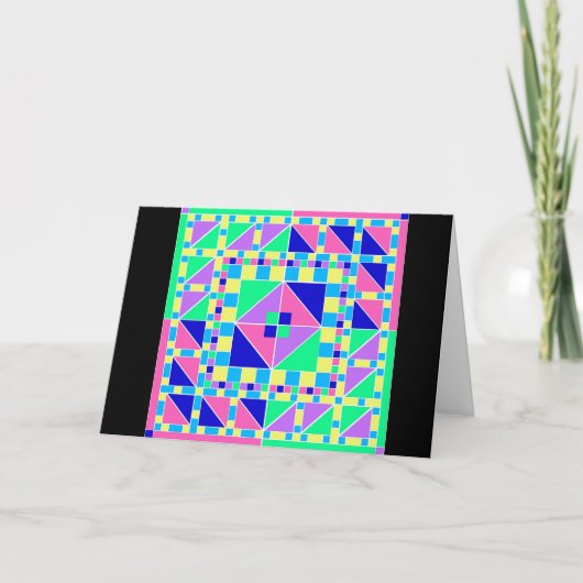 ボーダー2 Diwali黒いカードとのパステル調のRangoli カード (正面)