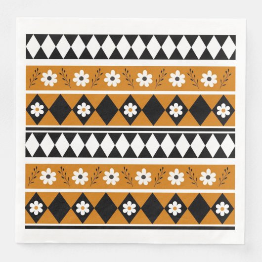 ボーダー ストライプ フラワー ダイヤモンド ボーホー フローラル パターン (正面)