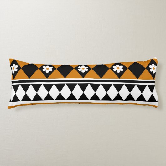 ボーダー ストライプ フラワー ダイヤモンド ボーホー フローラル パターン ボディピロー (正面)