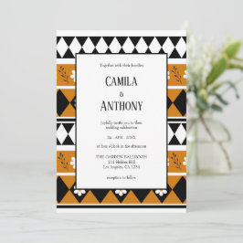 ボーダー ストライプ フラワー ダイヤモンド ボーホー フローラル パターン 招待状