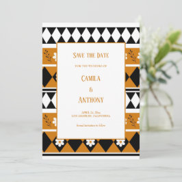 ボーダー ストライプ フラワー ダイヤモンド ボーホー フローラル パターン 招待状