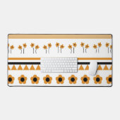 ボーダー ストライプ フラワー トライアングル ボーホー パターン デスクマット (キーボード&マウス)