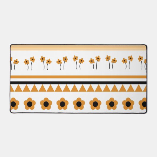 ボーダー ストライプ フラワー トライアングル ボーホー パターン デスクマット (正面)