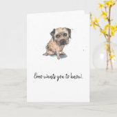 ボーダー・テリアの絵、パーソナライズされた父の日 カード (黄色い花)