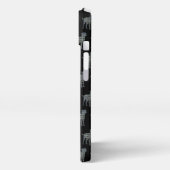 ボーダー・テリア犬かわいいシルエットグリッドブラック iPhoneケース (左側面)