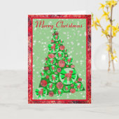 ボーダー・テリア犬種のシルエット メリークリスマス カード (黄色い花)