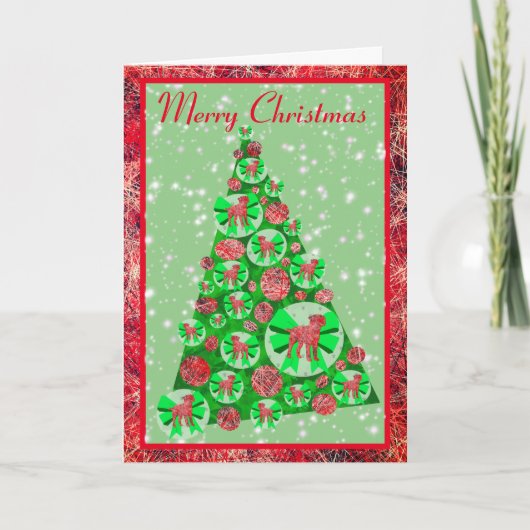 ボーダー・テリア犬種シルエット メリークリスマス カード (正面)