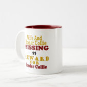 ボーダーColのためのボーダーコリー及び妻の行方不明の報酬 ツートーンマグカップ (正面左)
