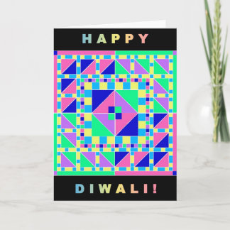 ボーダーDiwali黒いカードとのパステル調のRangoli カード