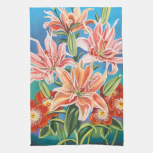 ボーダーIIの花束 キッチンタオル