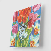 ボーダーIIIの花束 スクエア壁時計 (傾斜)