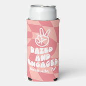 ボーッと婚約したレトロのチェッカーボードバチェロレッテ スリム缶クーラー (Seltzer正面)