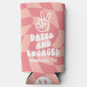 ボーッと婚約したレトロのチェッカーボードバチェロレッテ スリム缶クーラー (正面)