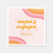 ボーッ婚約したド&グルービーピンク&オレンジバチェロレッテ スタンダードカクテルナプキン (正面)