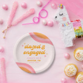 ボーッ婚約したド&グルービーピンク&オレンジバチェロレッテ ペーパープレート (パーティー)