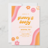 ボーッ婚約したド&ピンク&オレンジバチェロレッテ週末 招待状 (正面)