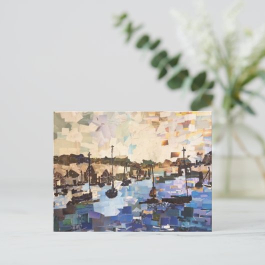 ボーツオンレイクエリー紙コラージポストカード ポストカード (スタンド正面)