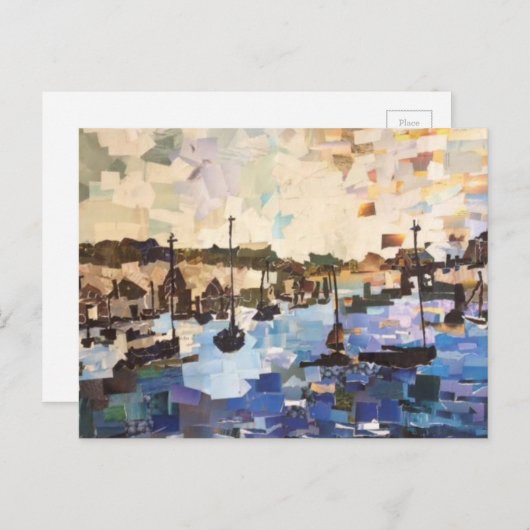 ボーツオンレイクエリー紙コラージポストカード ポストカード (正面/裏面)