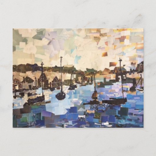 ボーツオンレイクエリー紙コラージポストカード ポストカード (正面)