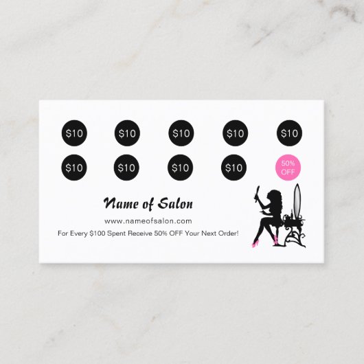 ボーティシアンピンクアンドブラック女の子らしい女の子サロンロイヤリティ ロイヤリティカード (正面)