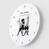 ボーティシアンピンクアンドブラック女の子らしい女の子美容師 ラージ壁時計 (傾斜)