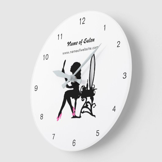 ボーティシアンピンクアンドブラック女の子らしい女の子美容師 ラージ壁時計 (傾斜)