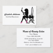 ボーティシアンピンクアンドブラック女の子らしい女の子美容師 名刺 (正面/裏面)