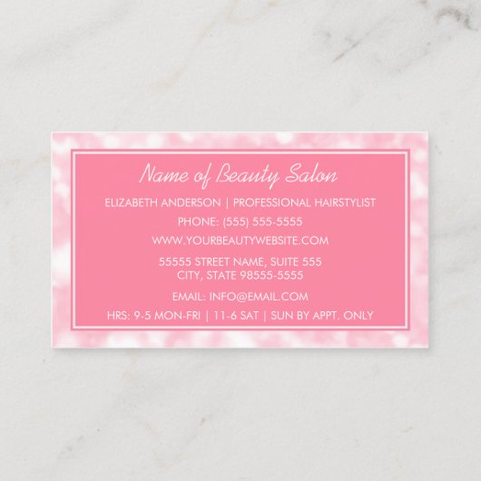 ボーティシエレガントアンピンク《写真》ぼけ味美しいサロン 名刺 (裏面)