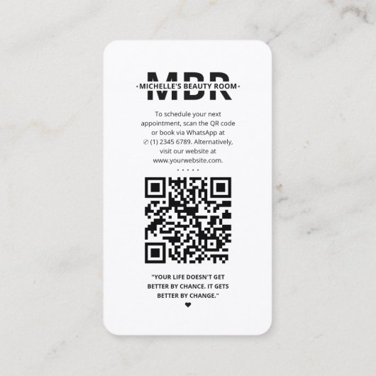 ボーティシャン美しいサロンインスタグラムホワイトモダン 名刺 (裏面)