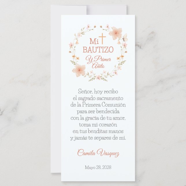 ボーティスフェイスウォーターカラーピンクの花ブックマーク (正面)