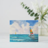 ボーティング水色 ポストカード (スタンド正面)