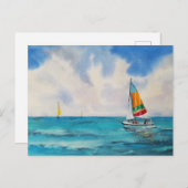 ボーティング水色 ポストカード (正面/裏面)