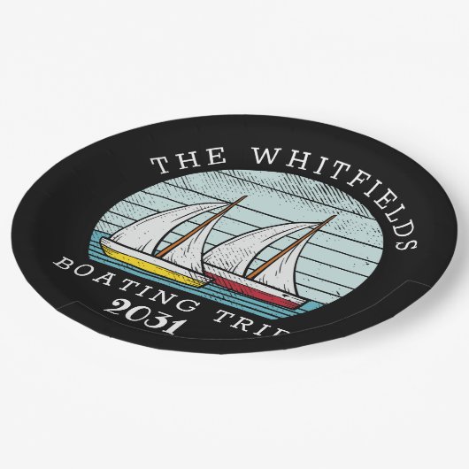 ボーティンセーリングカスタムファミリーサマーバケーション ペーパープレート (アングル)