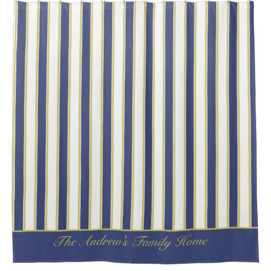 ボーティン名門私立校風のグストライプヨットの青と白 シャワーカーテン (正面)