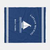  ボーテ航海のィング・ネービー・ブルー・ボート・ネーム・セーリング フリースブランケット (正面(横))