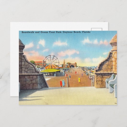 ボーディングウォーク海フロントパーク、デイトナビーチ、フロリダ ポストカード (正面/裏面)