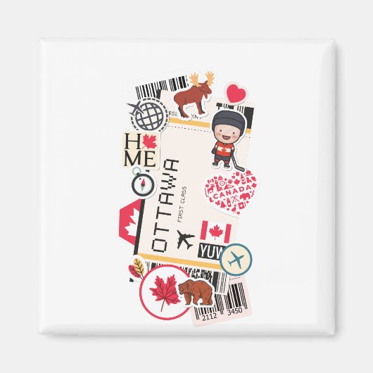 ボーディングパスオタワカナダ マグネット (正面)