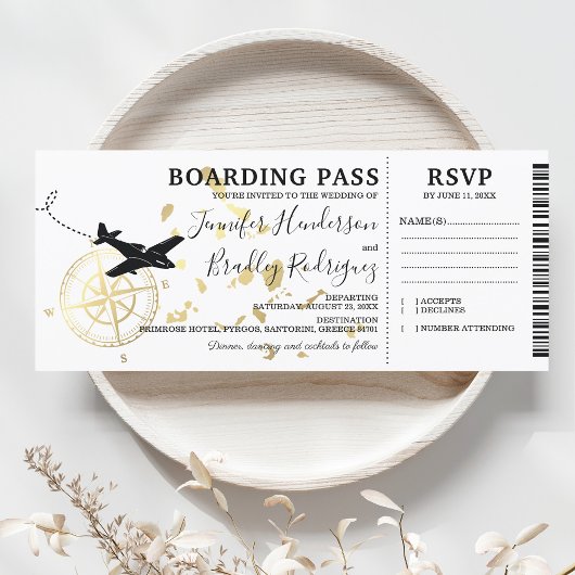 ボーディングパスグリークアイランズ結婚式招待状 招待状
