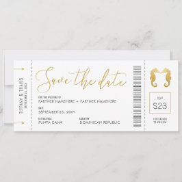 ボーディングパスシーホースキスをするチケットビーチ セーブザデート