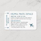 ボーディングパスチケットスタイル座席表 – 任意イベント プレイスカード (裏面)