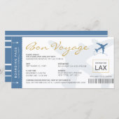 ボーディングパスチケットボンボヤージュパーティの招待状 (正面/裏面)