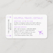 ボーディングパスチケット座席表薄紫紫 プレイスカード (裏面)