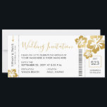 ボーディングパスチケット金ゴールドハイビスカスハ結婚ワイ 招待状<br><div class="desc">搭乗券結婚式招待状金ゴールドハイビスカスエレガントトロピカルフラワーとの発表。フォントと背景色は編集可能なので、ハワイの目的地の結婚式や熱帯旅行テーマのユニークや誓いの更新を念頭に置いて設計された私たちの搭乗パスチケット招待テンプレートを変更できま結婚す。アイテムを調整するための紙ブドウの目的地デザイナーコレクションを参照する。</div>